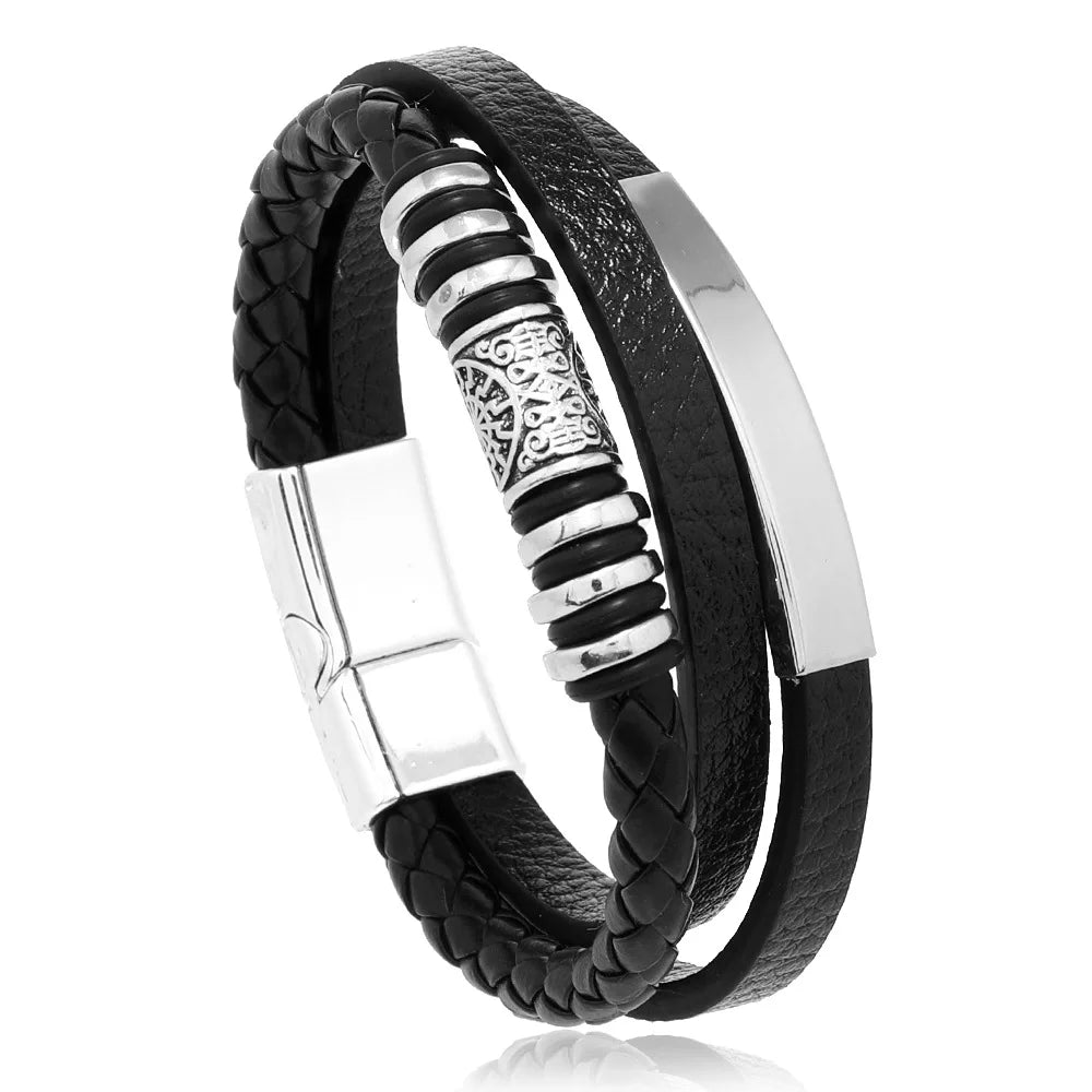 FZ Men's Stainless Steel Multilayer Braided Rope Bracelets - FZwear