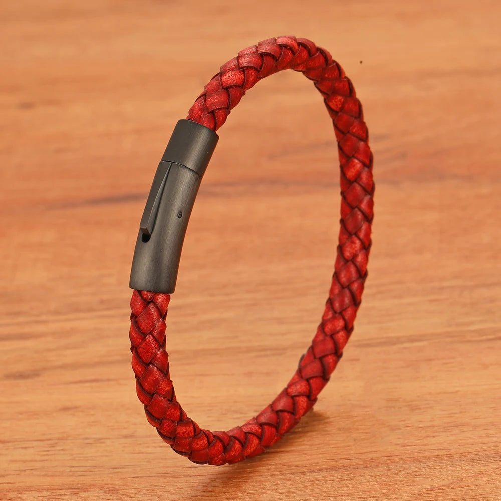 FZ Multi-color Genuine Leather Stainless Steel Bracelet - FZwear