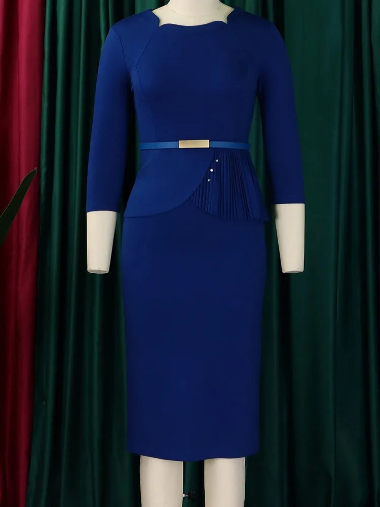 FZ Women's Plus Size 3/4 Sleeve Bandage Midi Dress