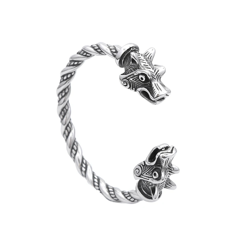 FZ Nordic Viking Stainless Steel Wolf Head Bracelet