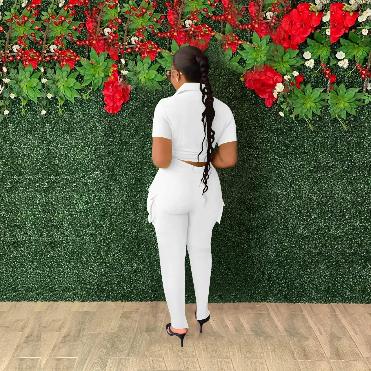 FZ Women's Pocket Cargo Solid Color Two-Piece Pants Suit - FZwear