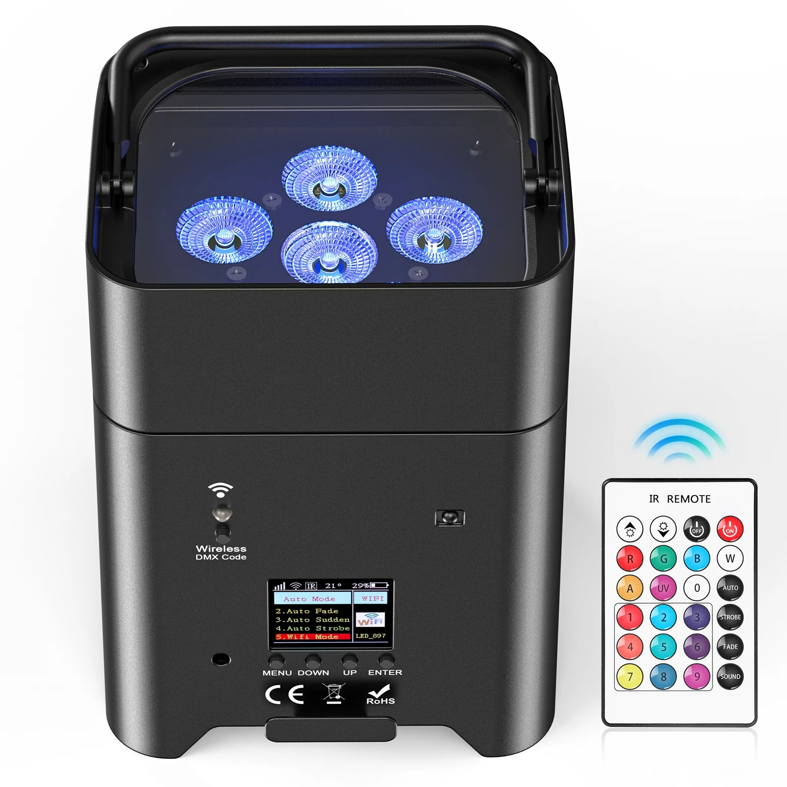 FZ Wireless Built-in Battery 80W 6IN1 RGBWA+UV Par Lighting With Charge Progress Bar