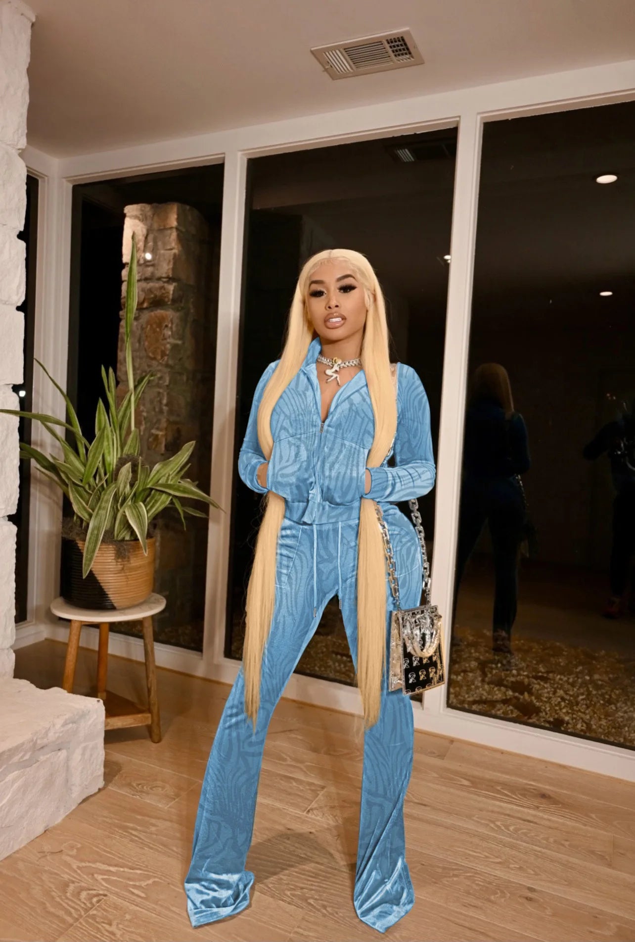 FZ Women's Stripe Print Two Pieces Pants Suits - FZwear