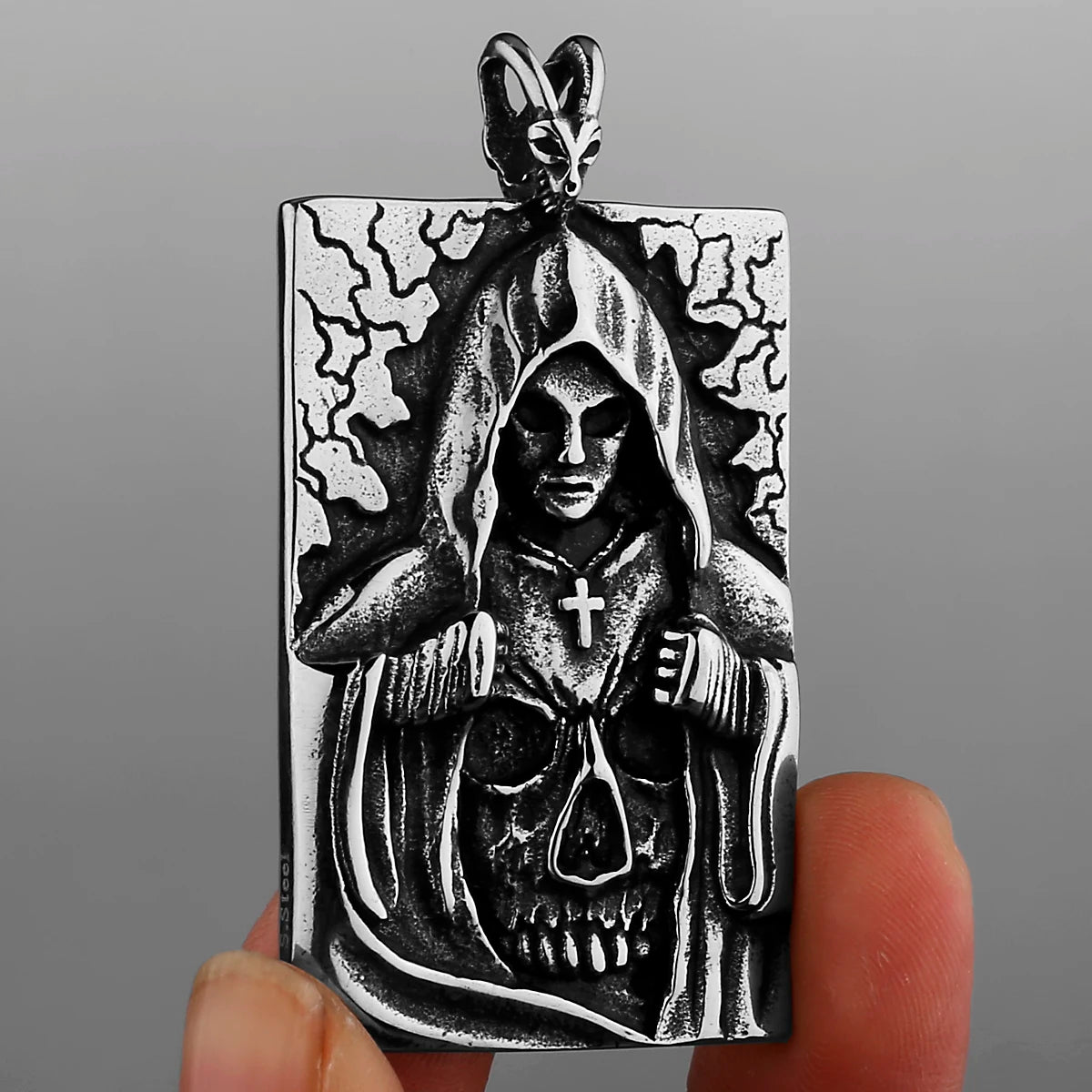 FZ Stainless Steel Skull Pirate Cross Card Skull Pendant Necklace - FZwear