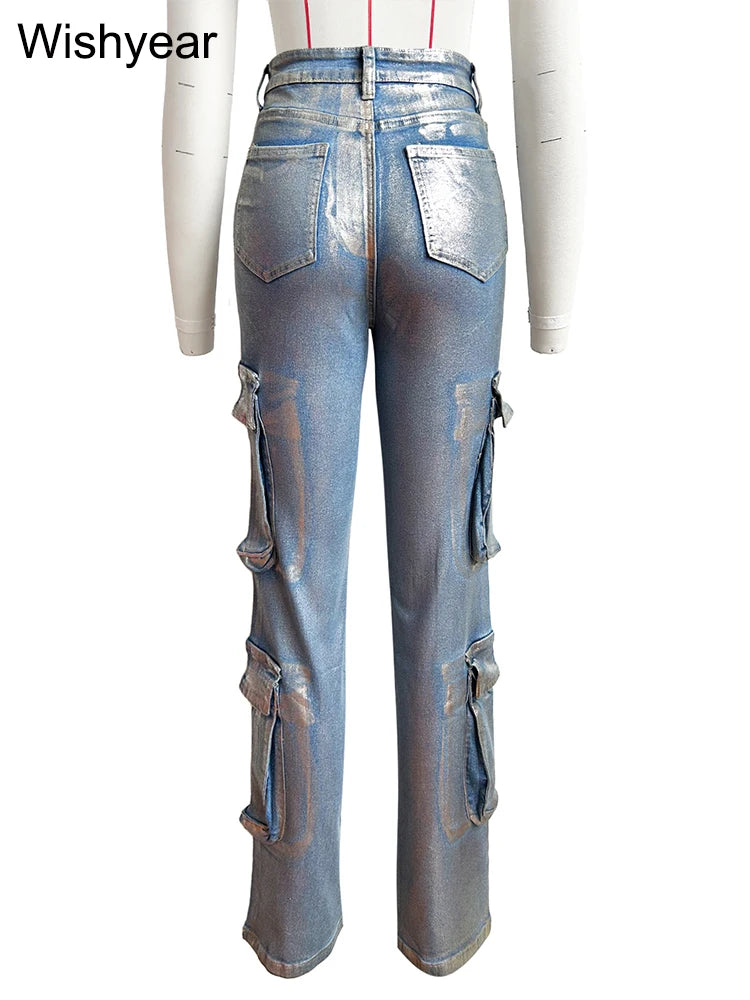 FZ Women's Stretch High Waist Streetwear Hip Hop Denim Pants - FZwear