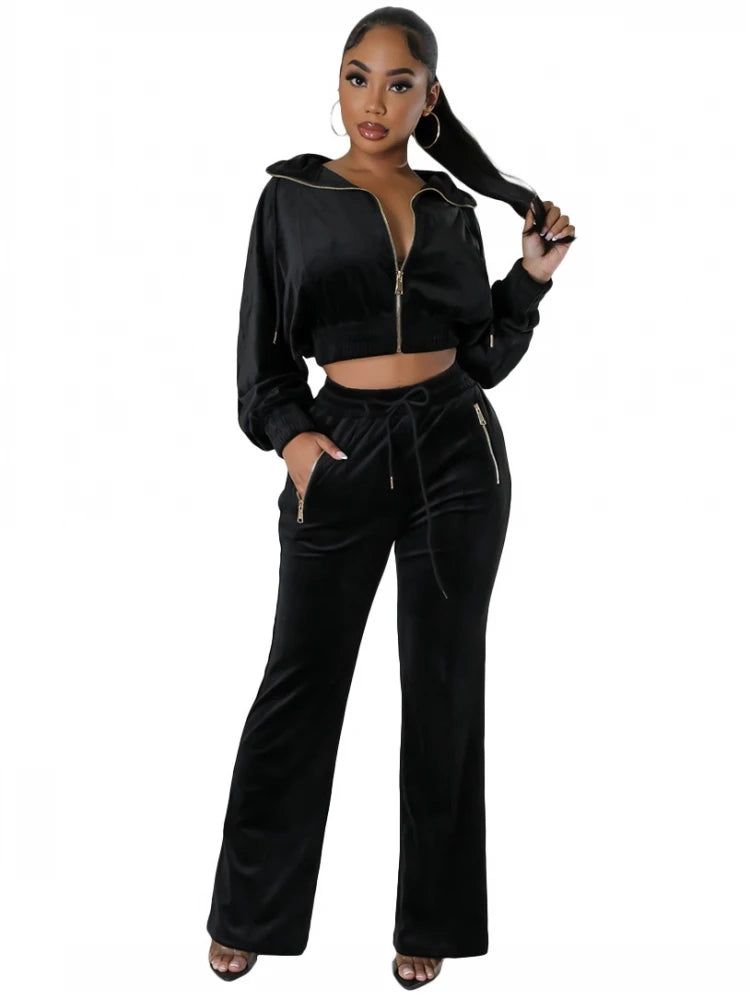 FZ Women's Matching Sets Solid Color Two Pieces Sets Pants Suits - FZwear