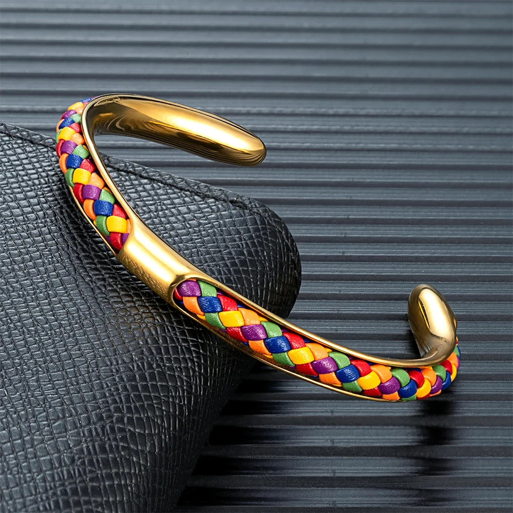 FZ Stainless Steel Blue Python Skin Cuff Bracelet