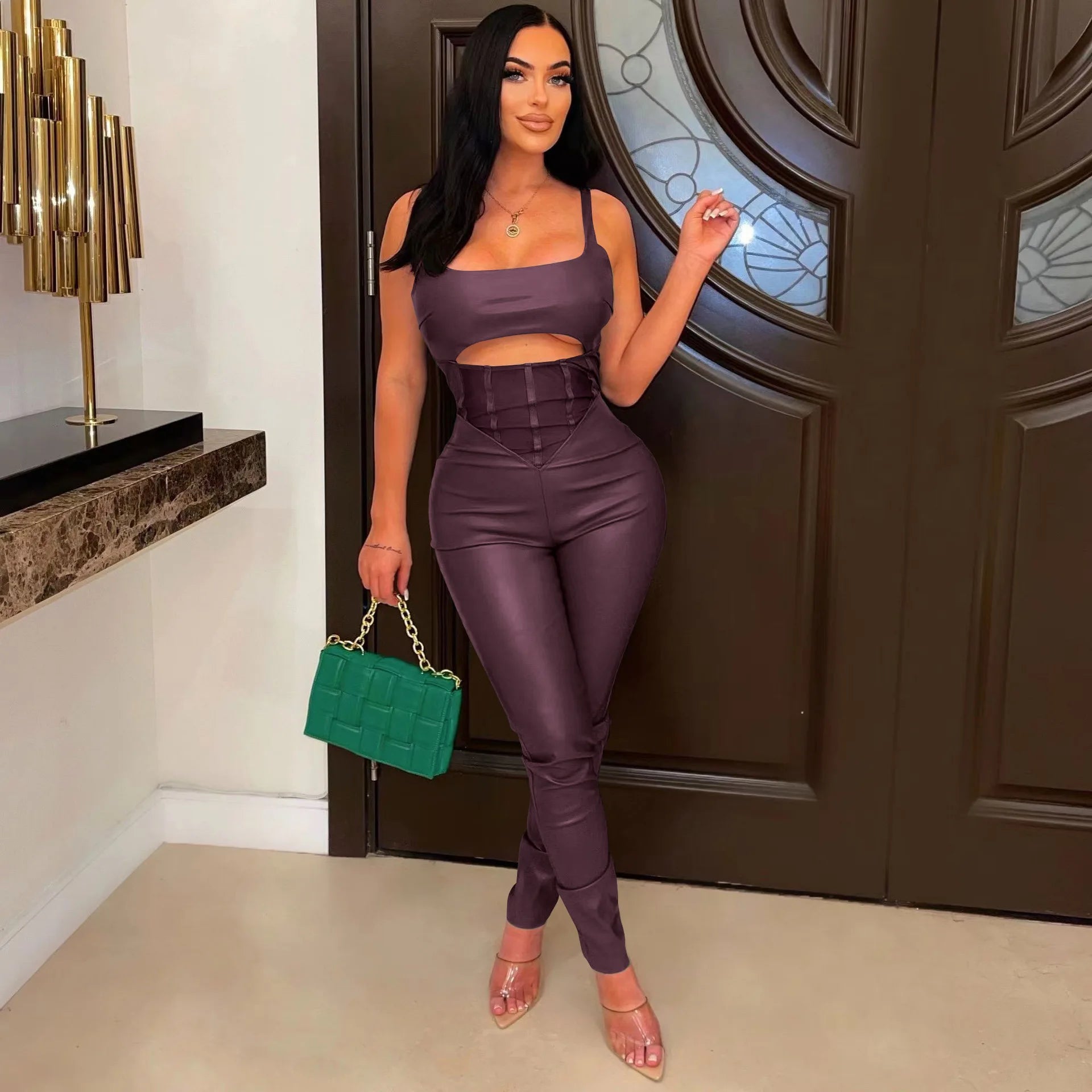 FZ Women's Transparent Mesh Fabric Bandage Jumpsuit - FZwear