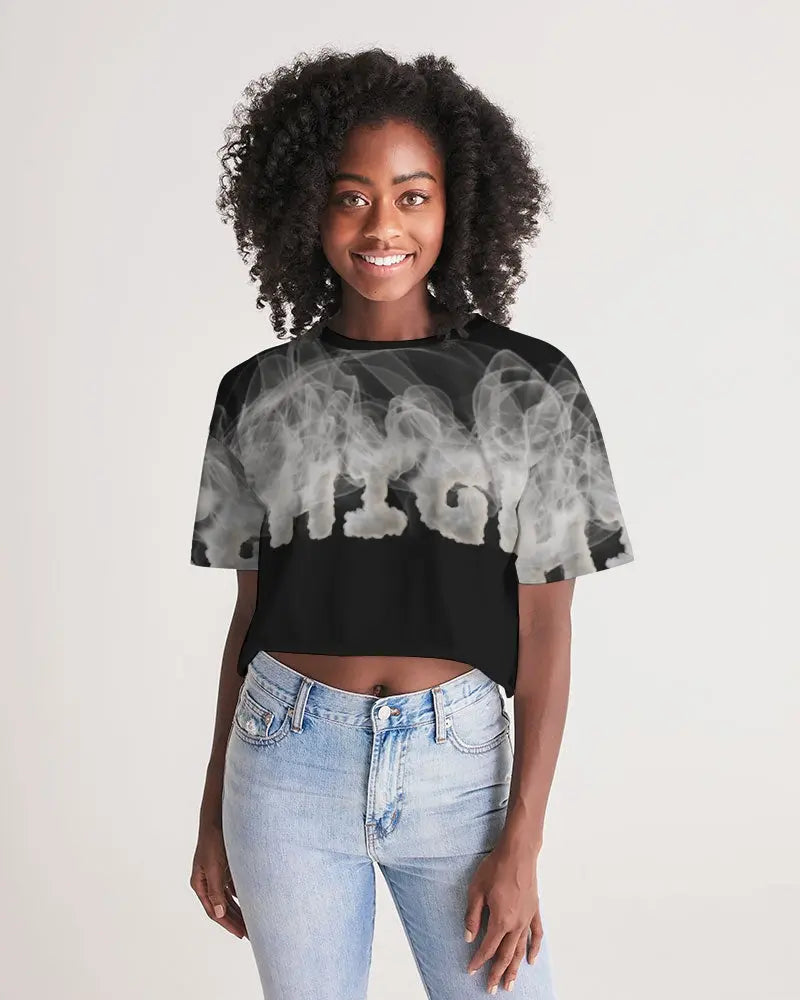 Smoking the highest Women's Lounge Cropped Tee Kin Custom