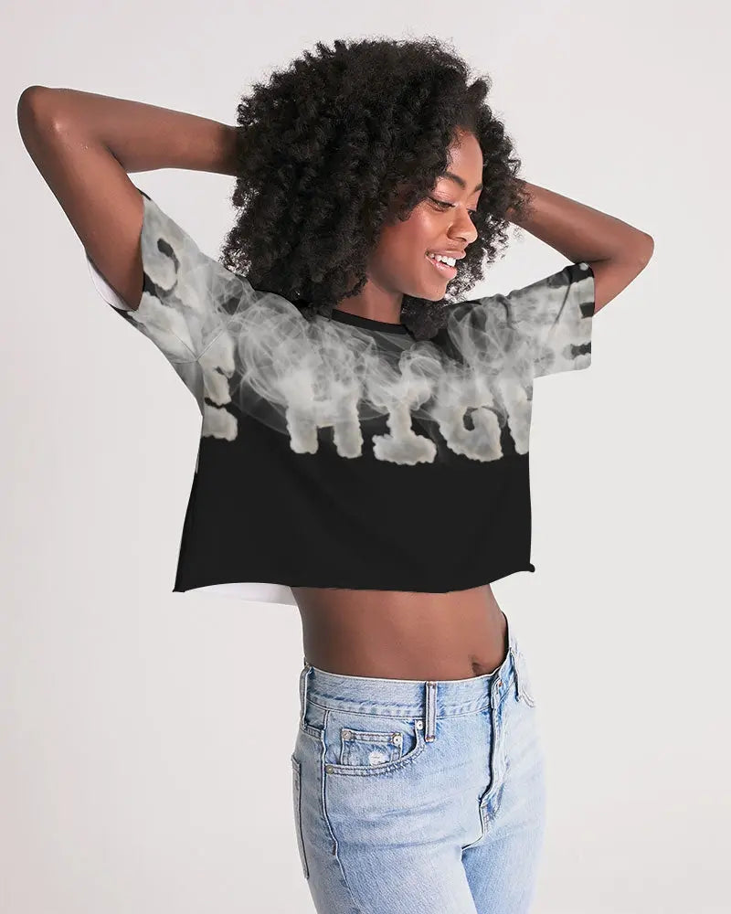 Smoking the highest Women's Lounge Cropped Tee Kin Custom