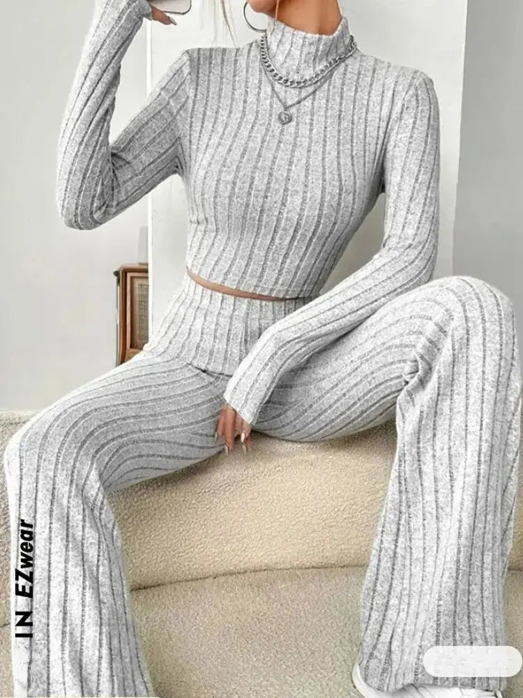 FZ Women's Stand Collar Trumpet Pants Suit