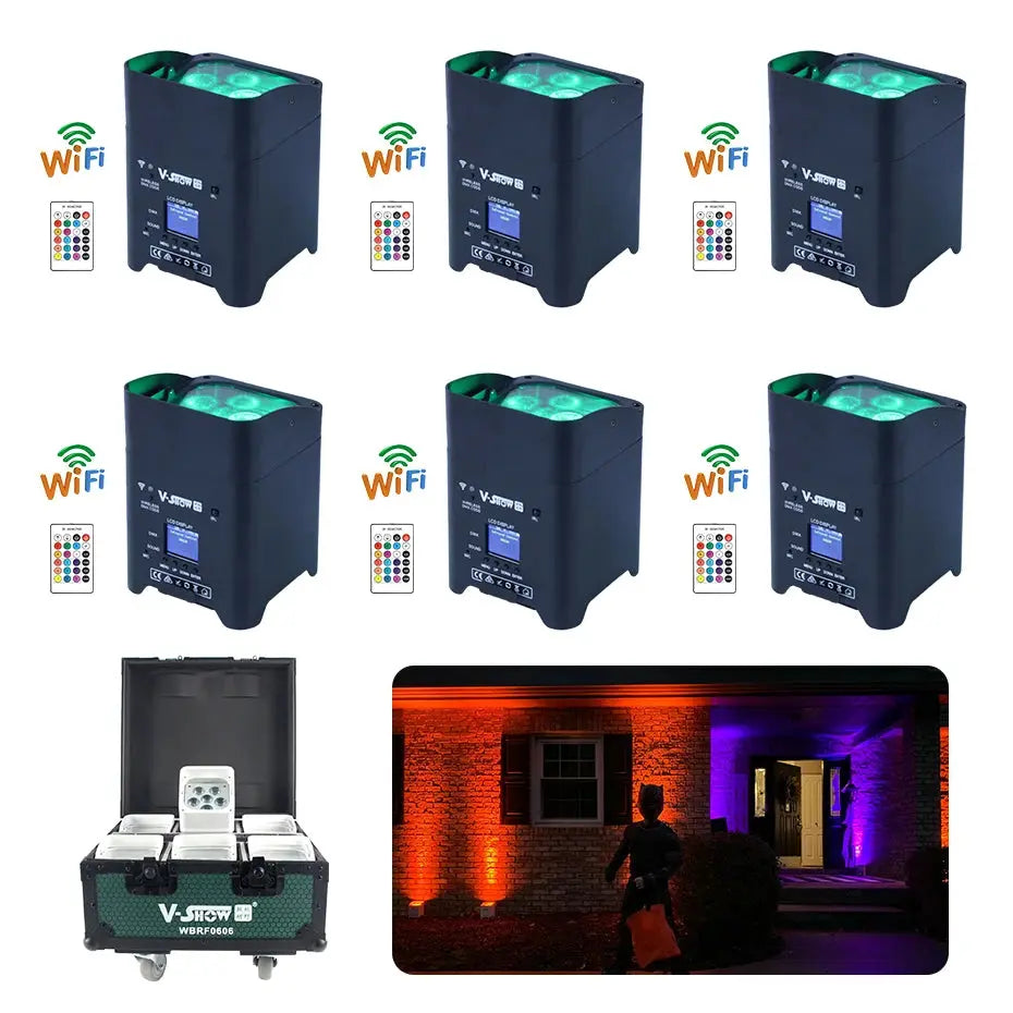 FZ 6pcs with case wireless dmx IR remote&WIFI 6x18w uplight Lighting