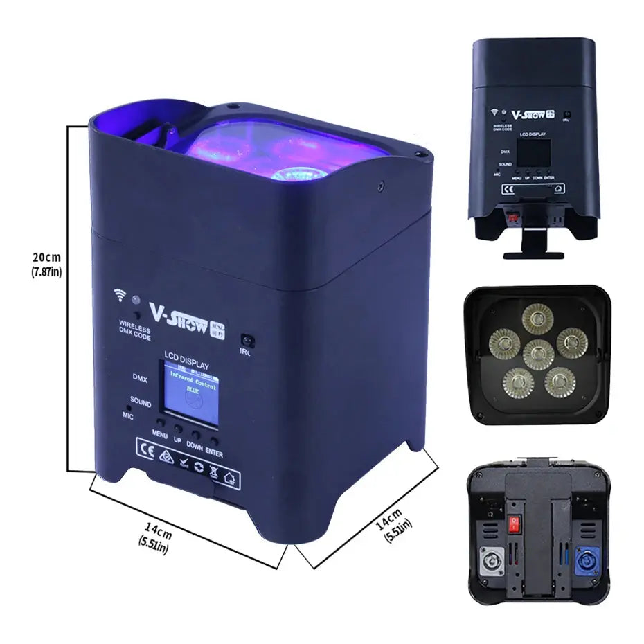 VSHOW uplight 4pcs with 1pcs soft bag 6x18w RGBWA+UV 6 in 1 led par light wireless battery & Remote Control par light FZwear