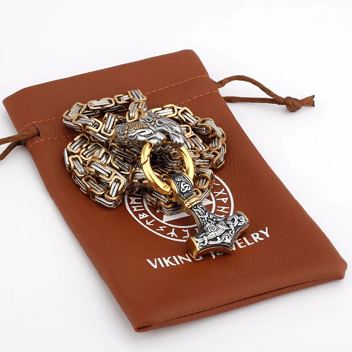 Vintage Faucet Men's Necklace Fashion Never Fade Stainless Steel Thor's Hammer Pendant Accessories Jewelry Gifts Wholesale FZwear