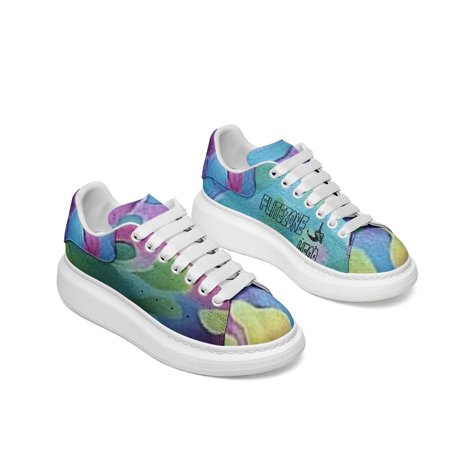 FZ Unisex Non Slip Lace Up Faux Leather Sneakers