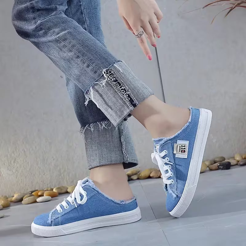 FZ Women's Canvas Low Top Lace-Up Denim Sneakers
