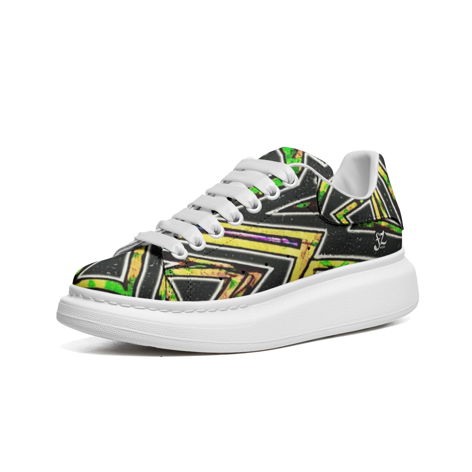 FZ Unisex Non Slip Lace Up Faux Leather Sneakers