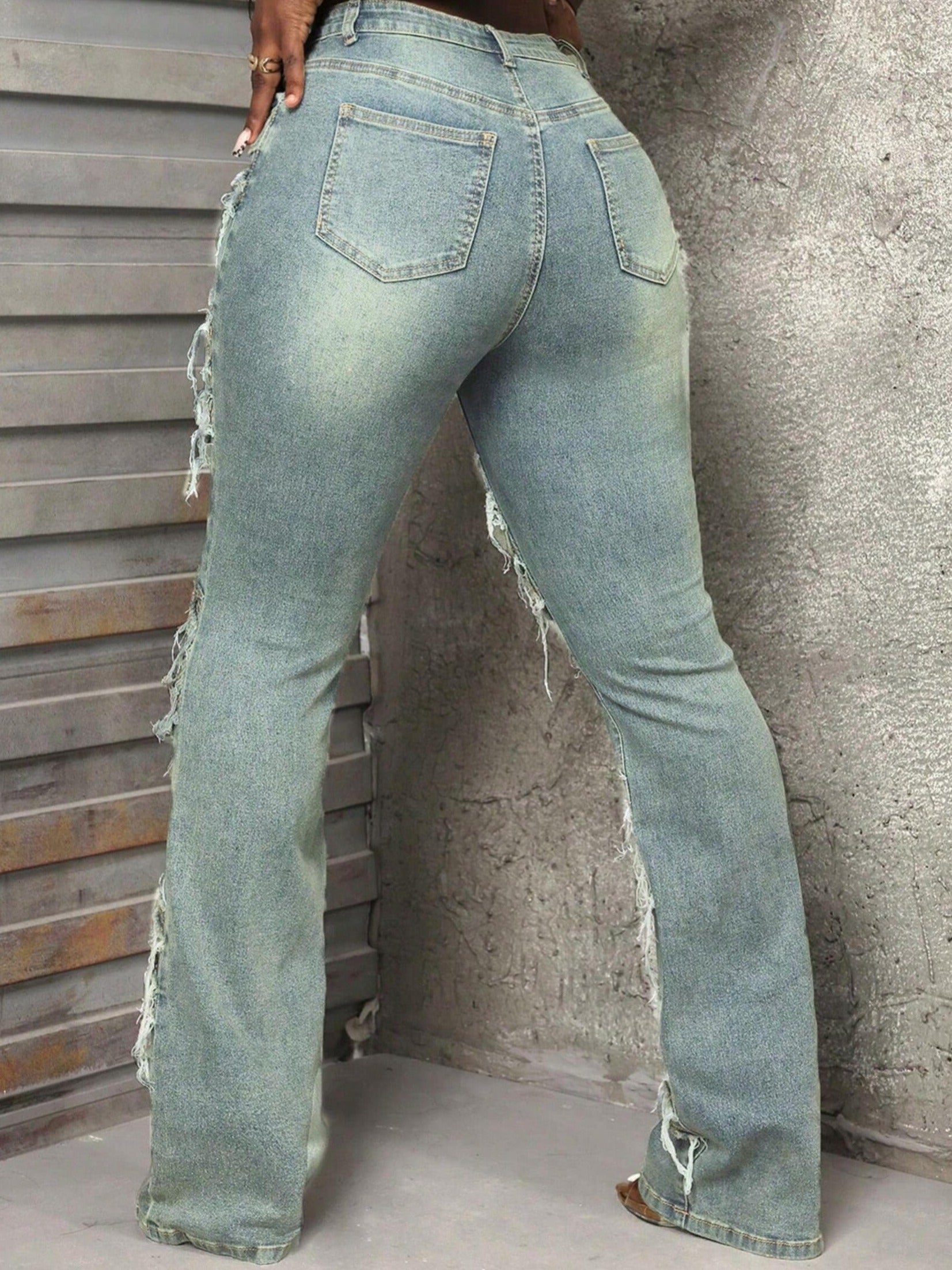 FZ Women's Vintage Fringed Street Style Denim Pants