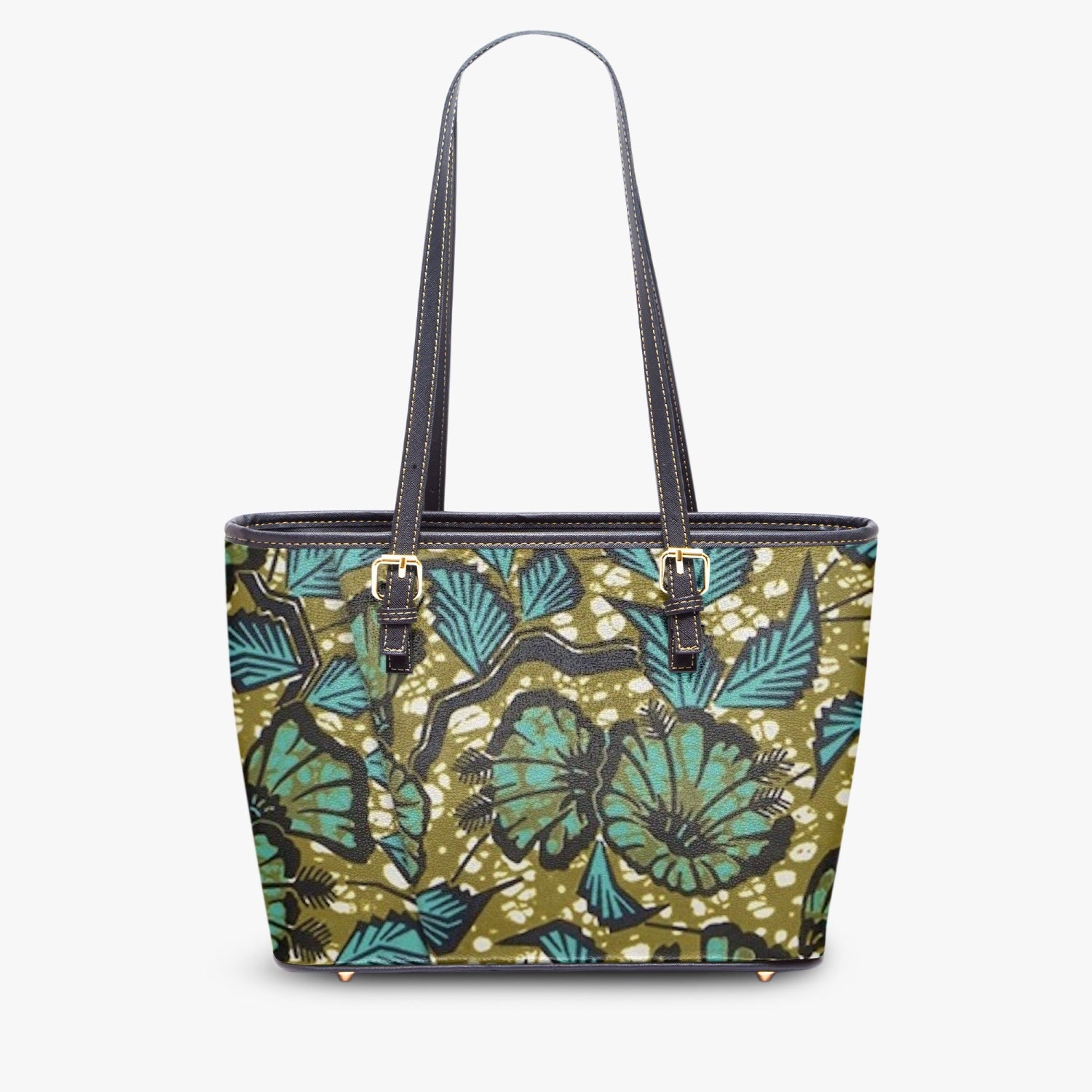 FZAfrican Print Leather Tote Bag JetPrint