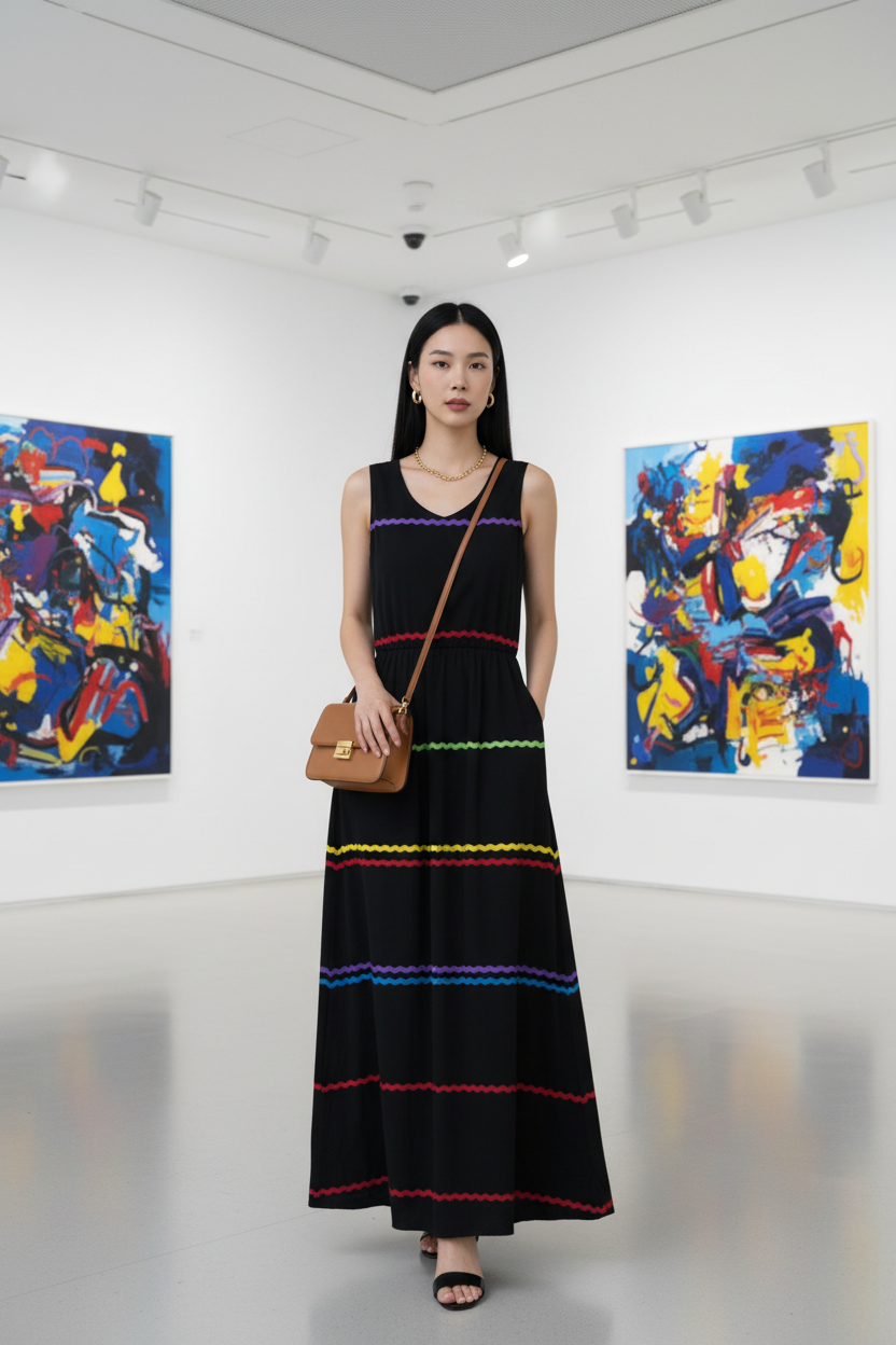 Black Stripe Dress - Art Gallery