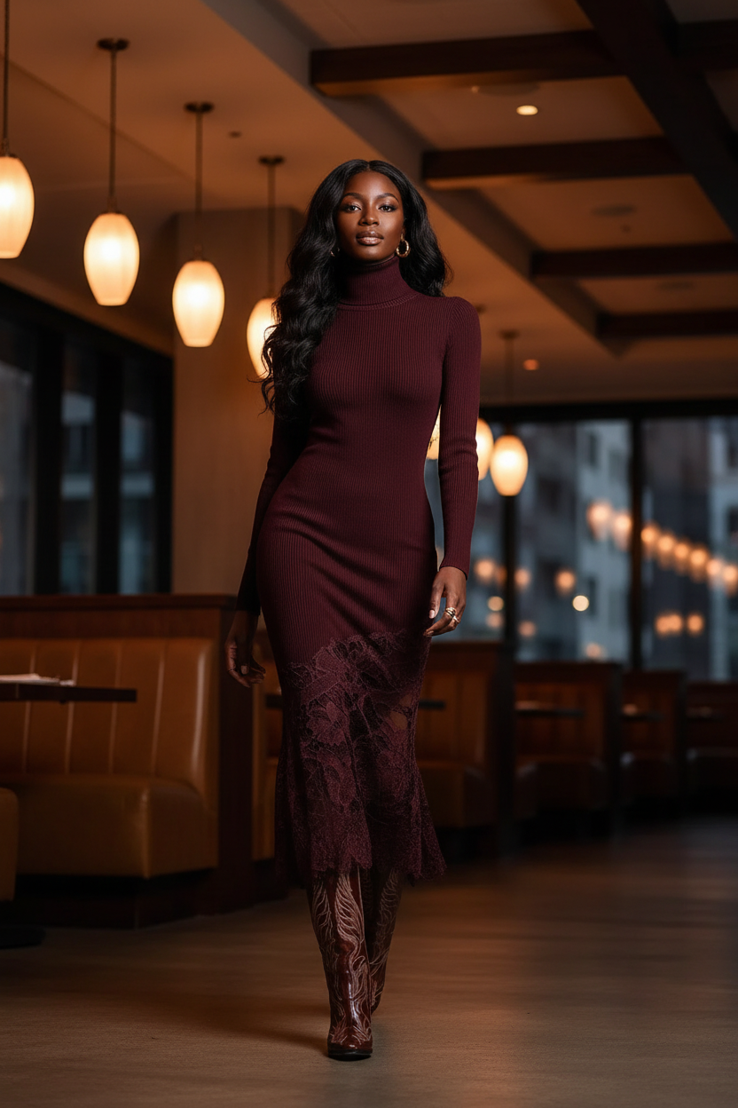 Burgundy Dress - Restaurant