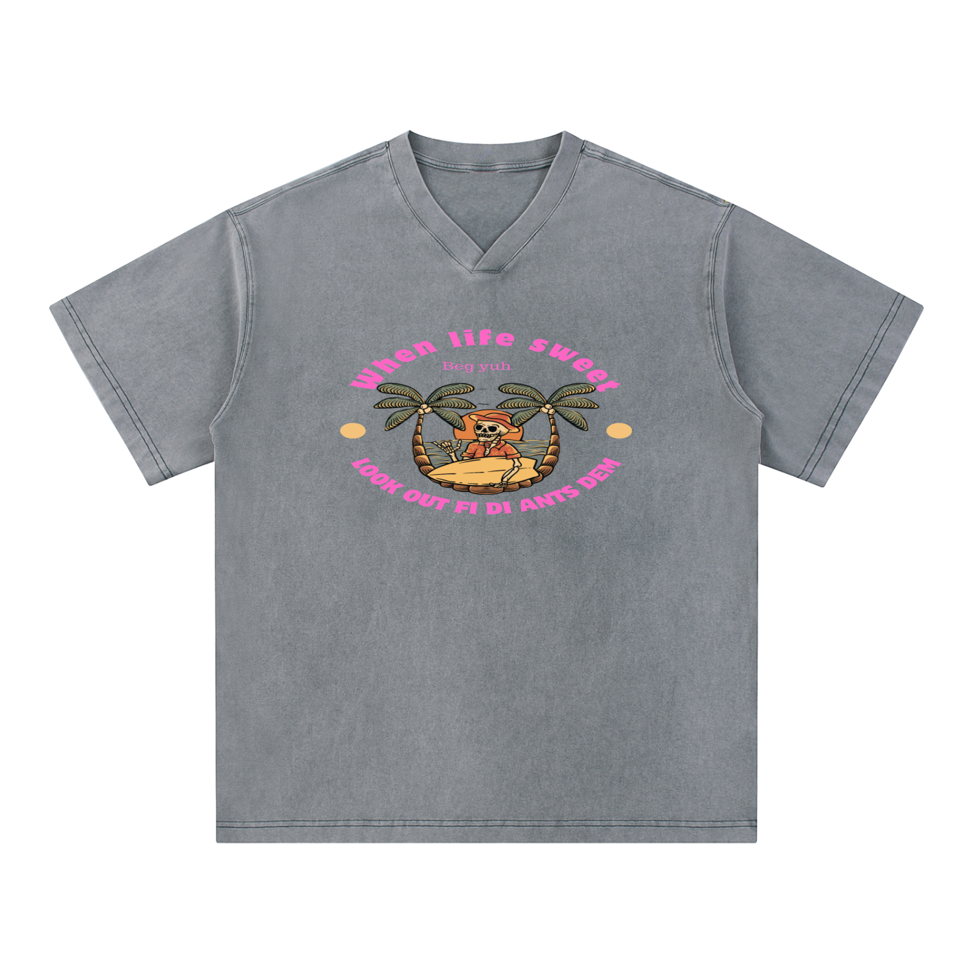 FZ Unisex Snow Washed V-Neck Cotton Tee