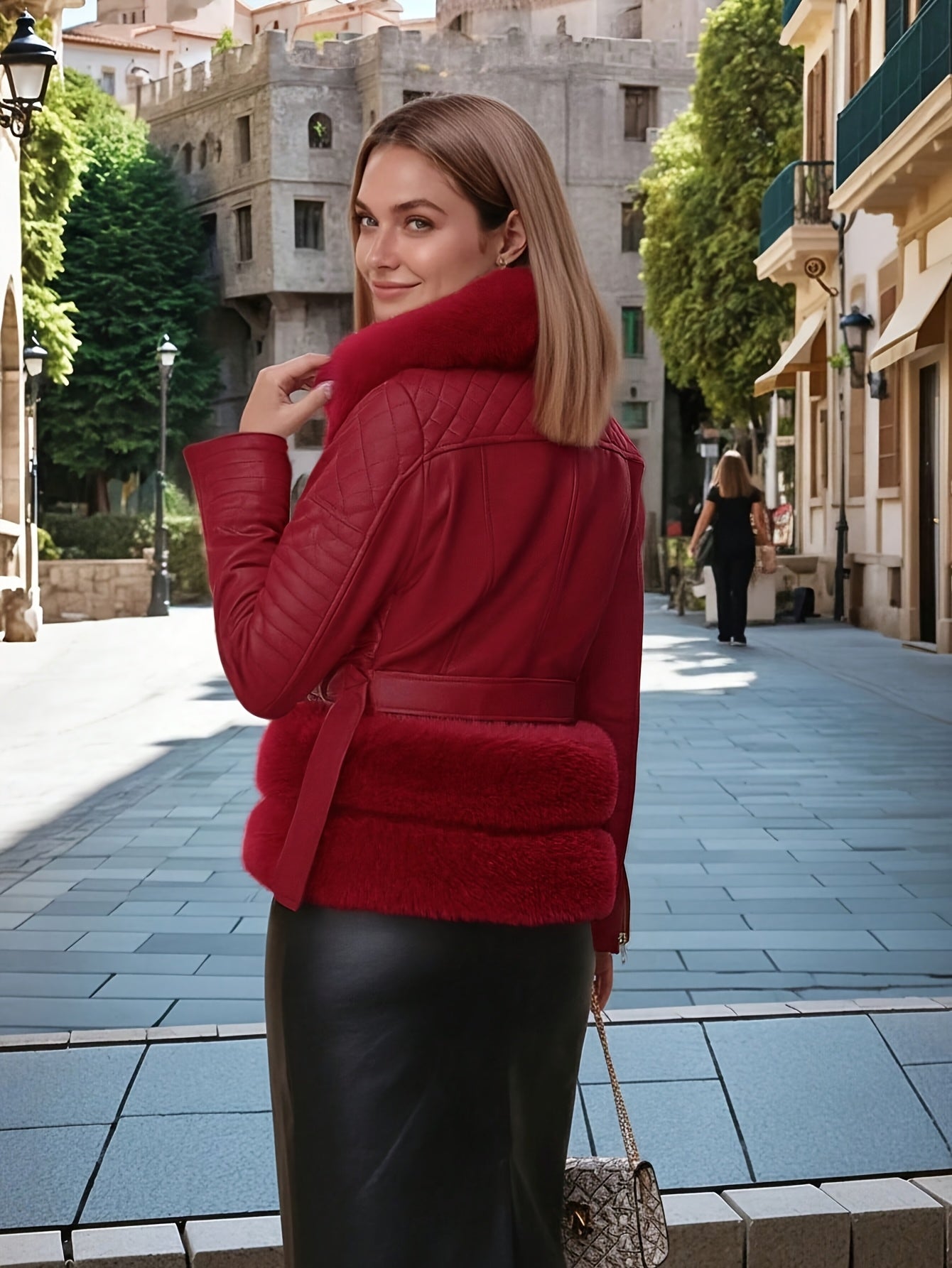 FZ Women'S Retro PU Faux Leather Jacket