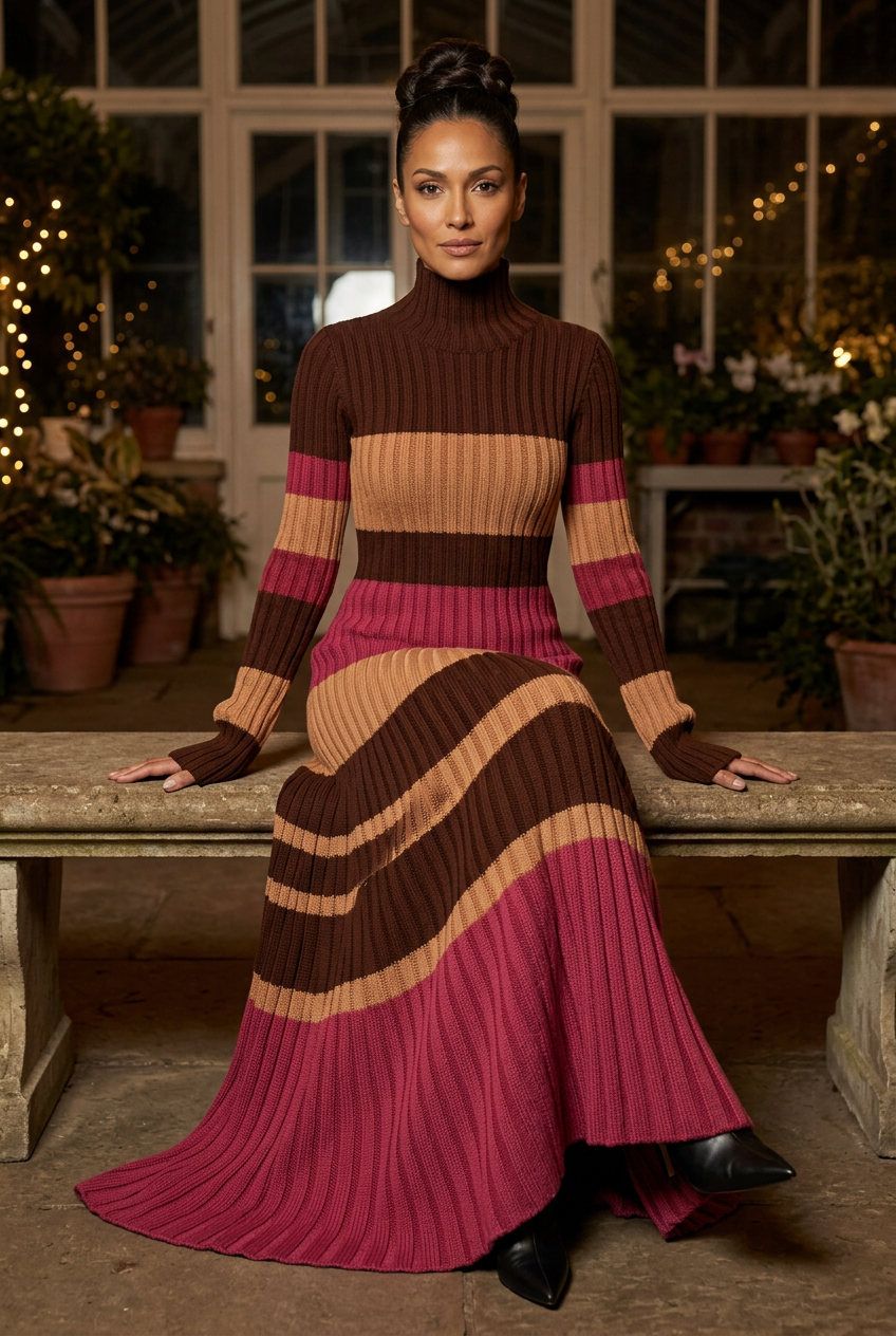 Conservatory evening dress look with black boots