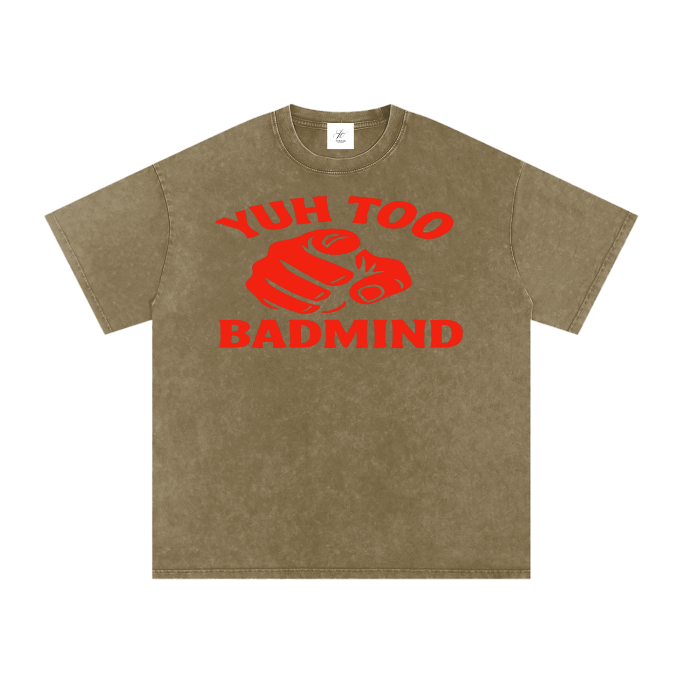 FZ Unisex Acid Wash Too Badmind Oversize Tee