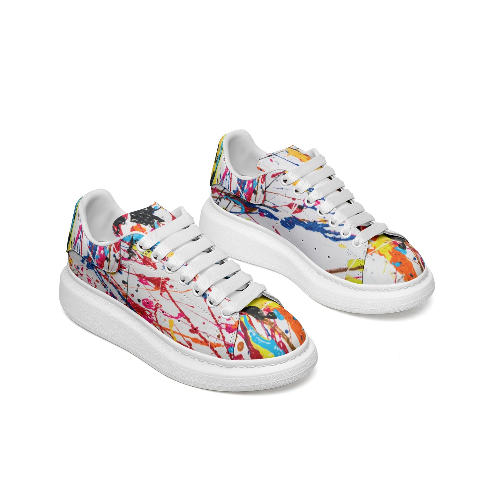 FZ Unisex Non Slip Lace Up Faux Leather Sneakers