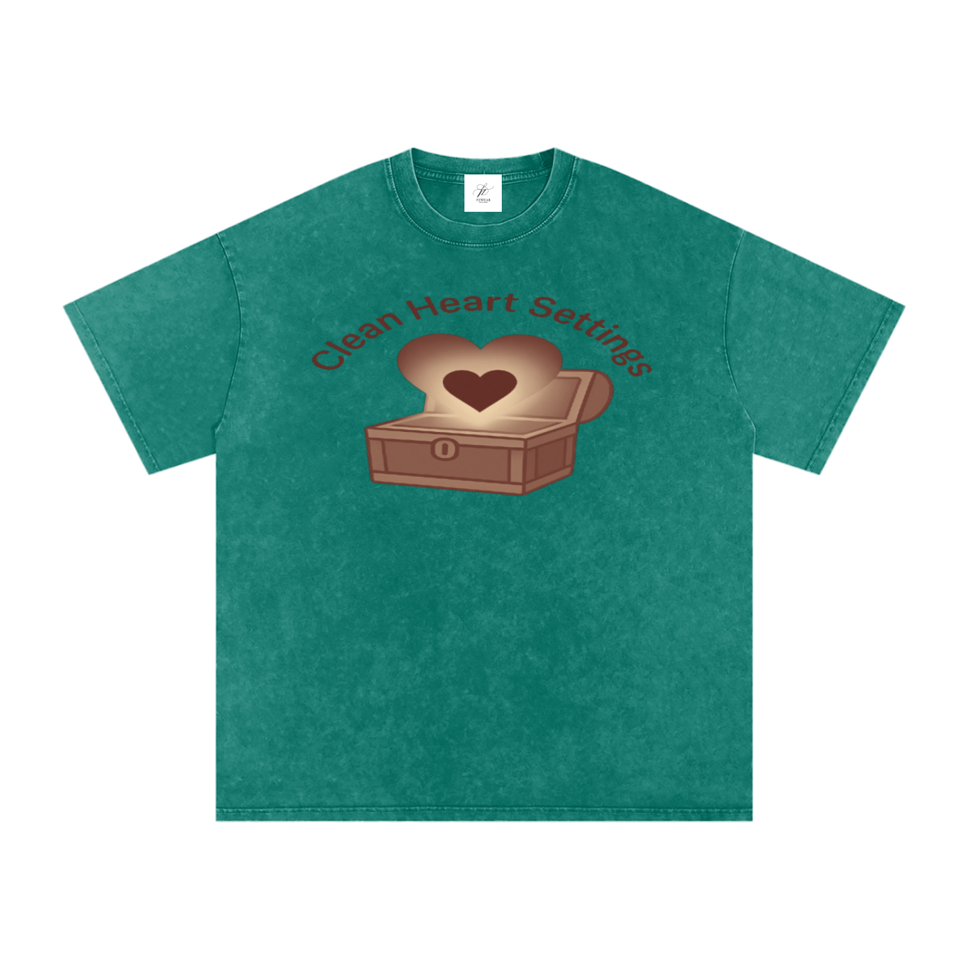 FZ Unisex Acid Wash Clean Heart Oversize Tee