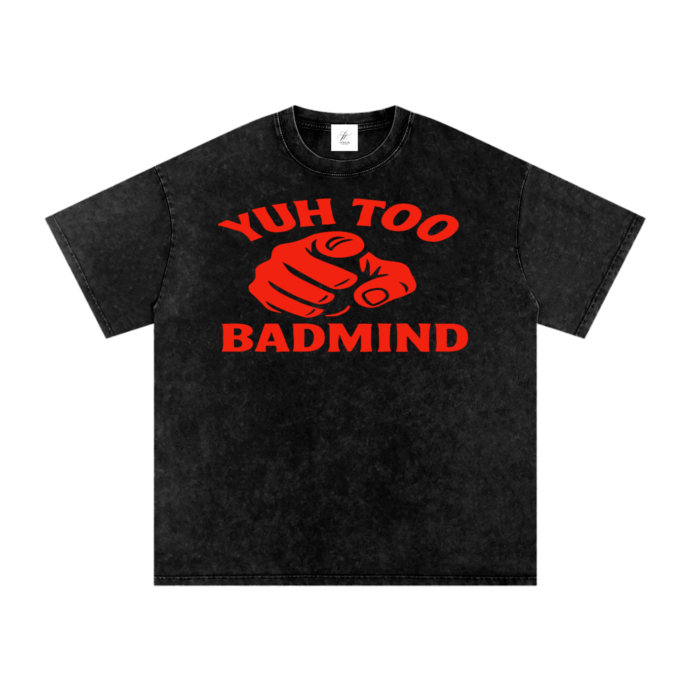 FZ Unisex Acid Wash Too Badmind Oversize Tee
