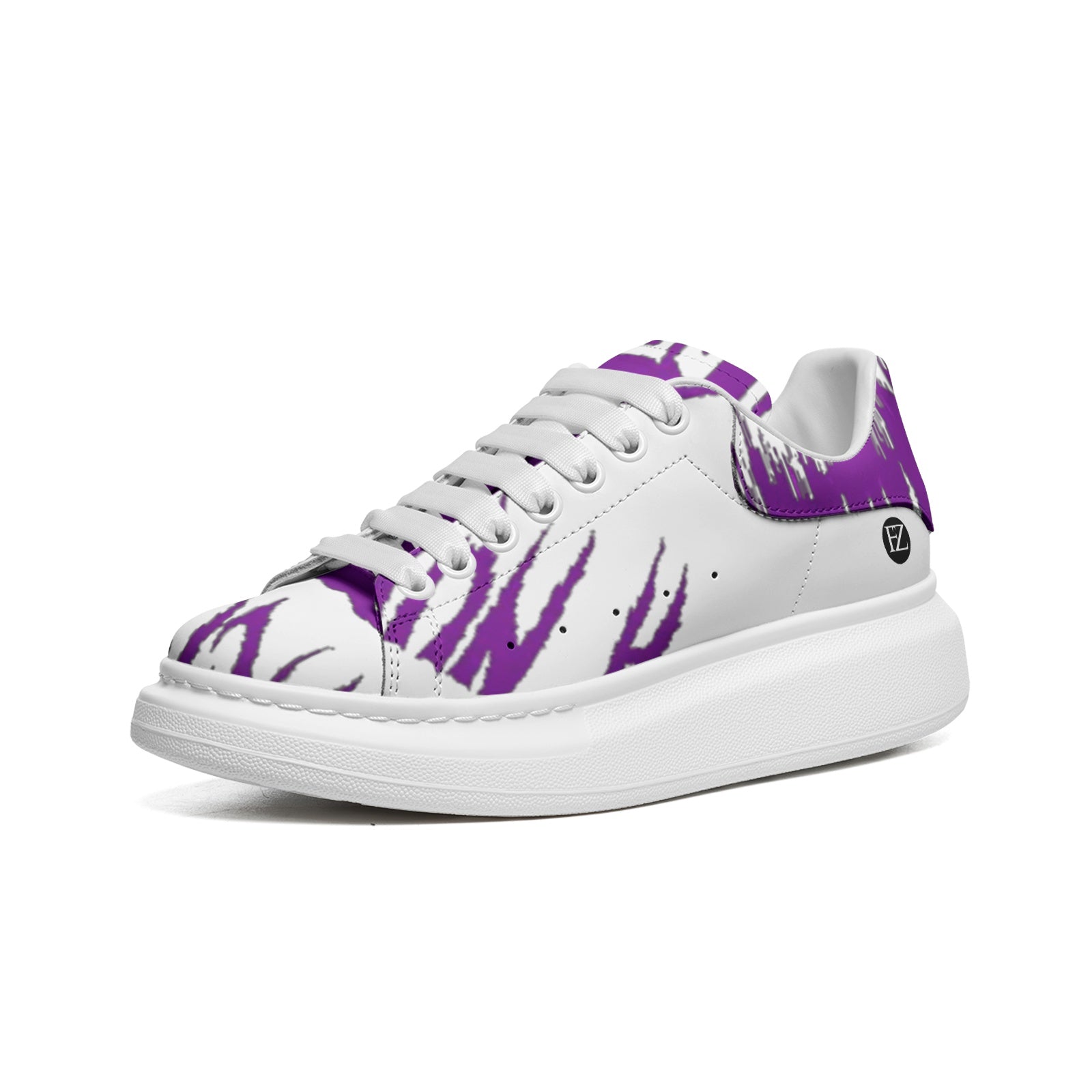 FZ Unisex Non Slip Lace Up Faux Leather Sneakers