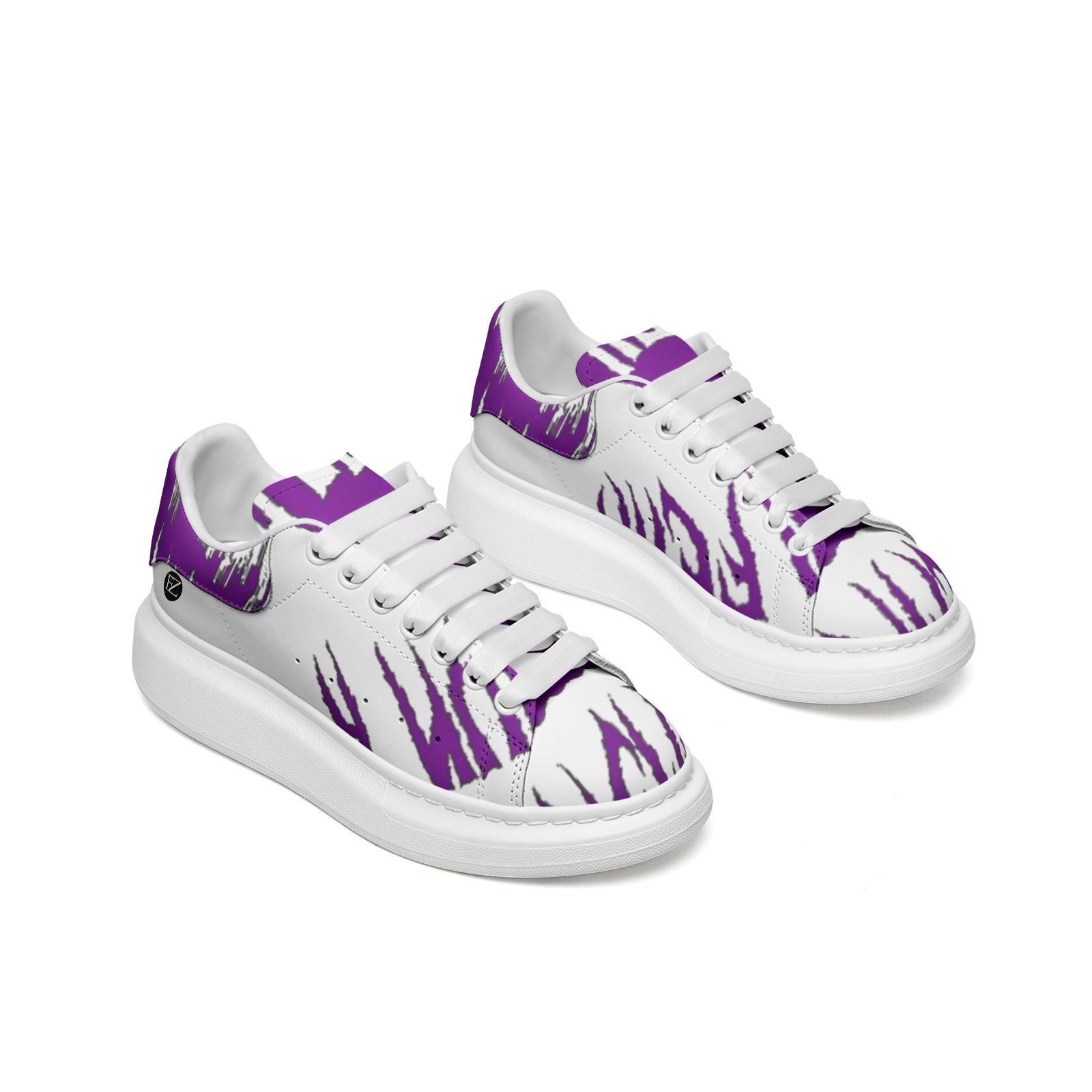 FZ Unisex Non Slip Lace Up Faux Leather Sneakers