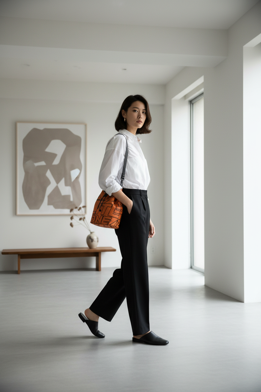 East Asian woman minimalist interior