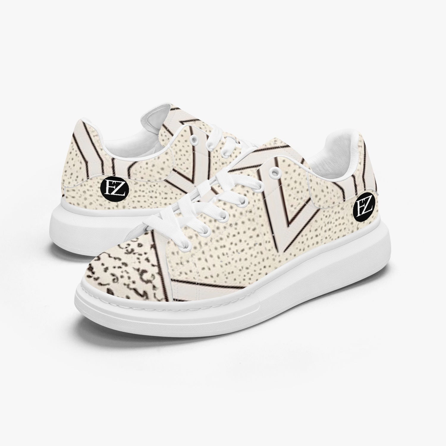 FZ Unisex African Print Leather Oversized Sneakers - FZwear