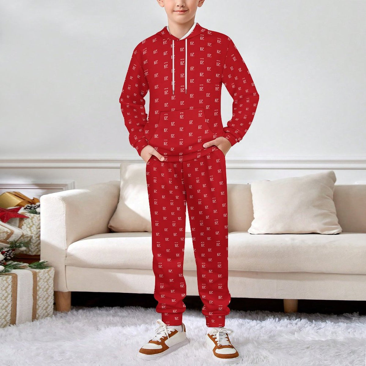 Custom Unsex Kid's Long Sleeve Hoodies&Pants Set