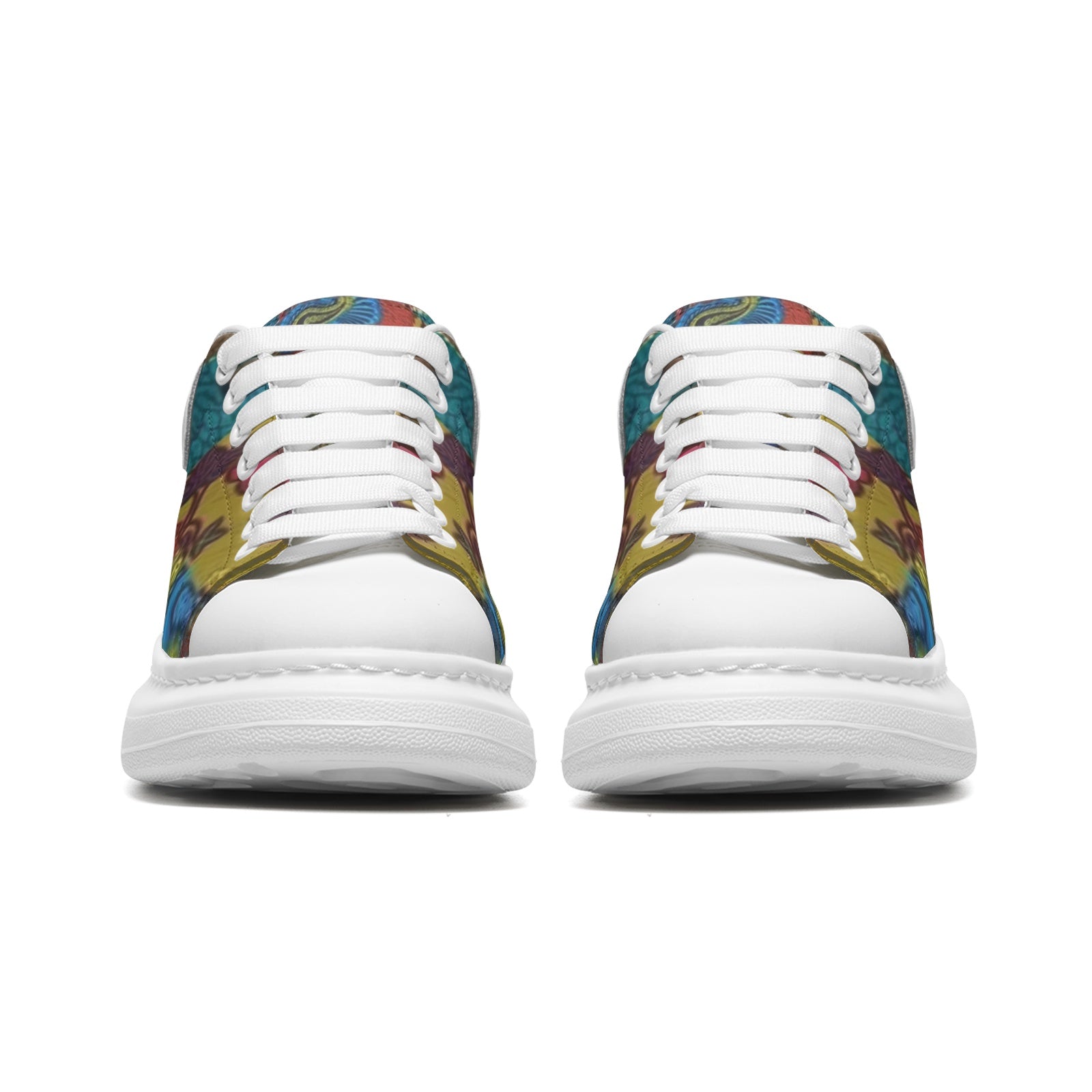 FZ Unisex Non Slip Lace Up Faux Leather Sneakers