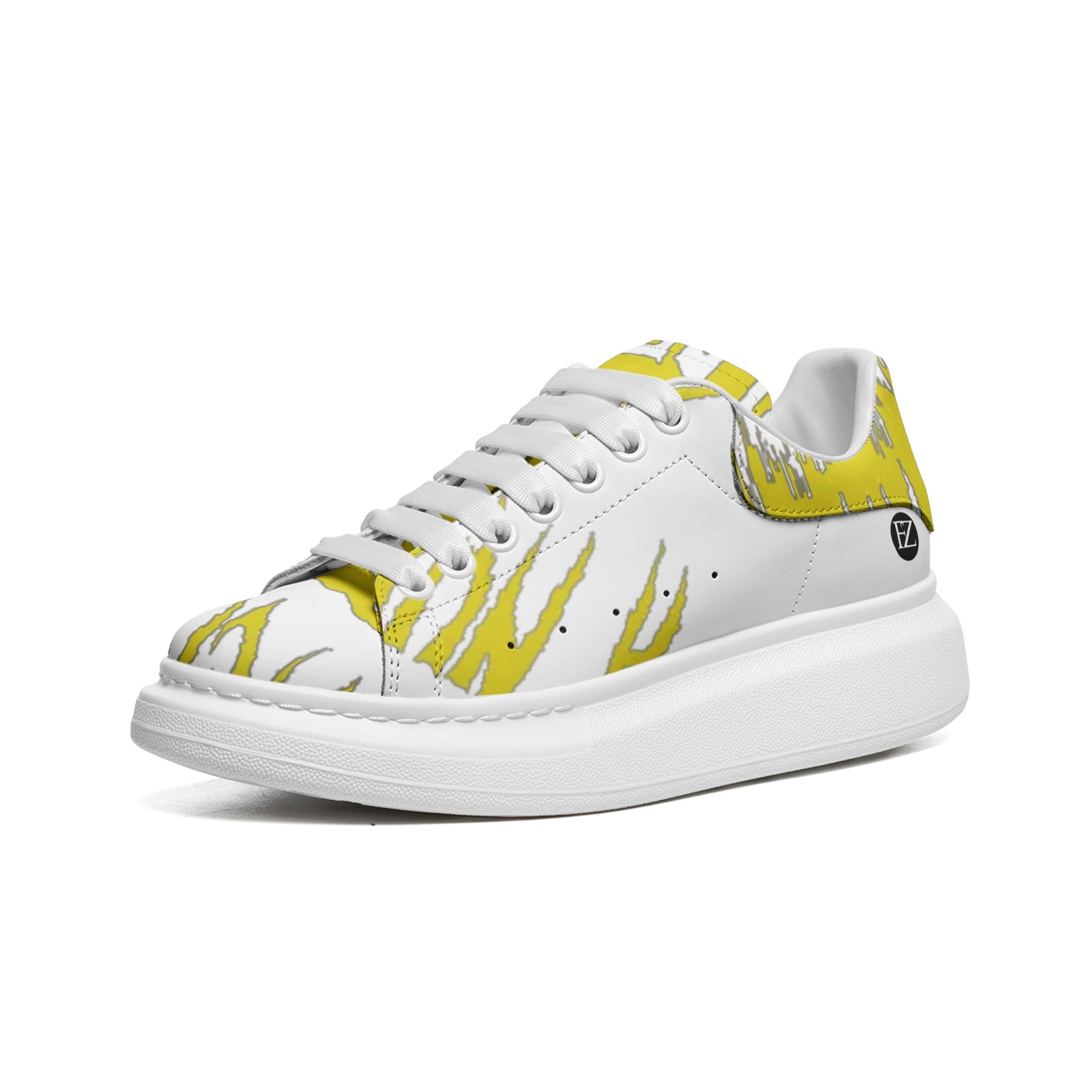 FZ Unisex Non Slip Lace Up Faux Leather Sneakers