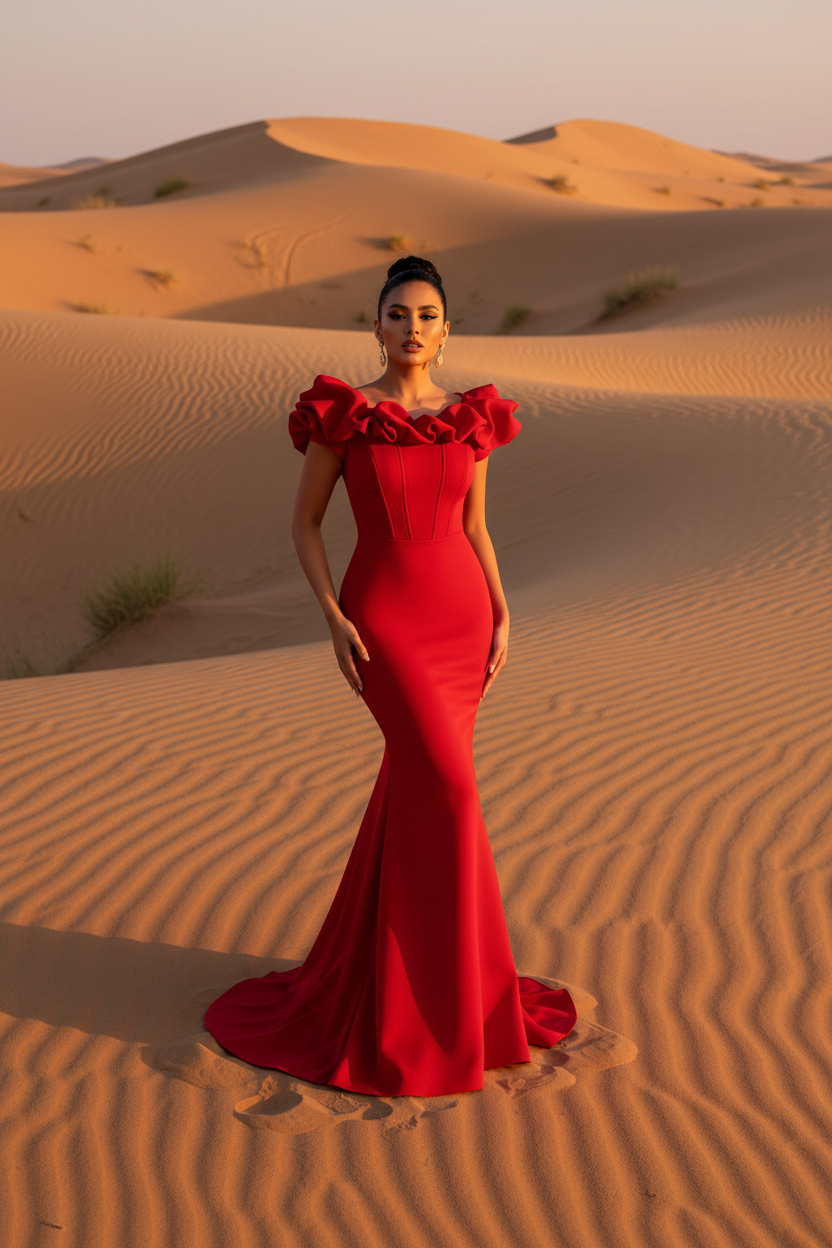 FZ Women's One Shoulder Fishtail Mermaid Maxi Evening Dress