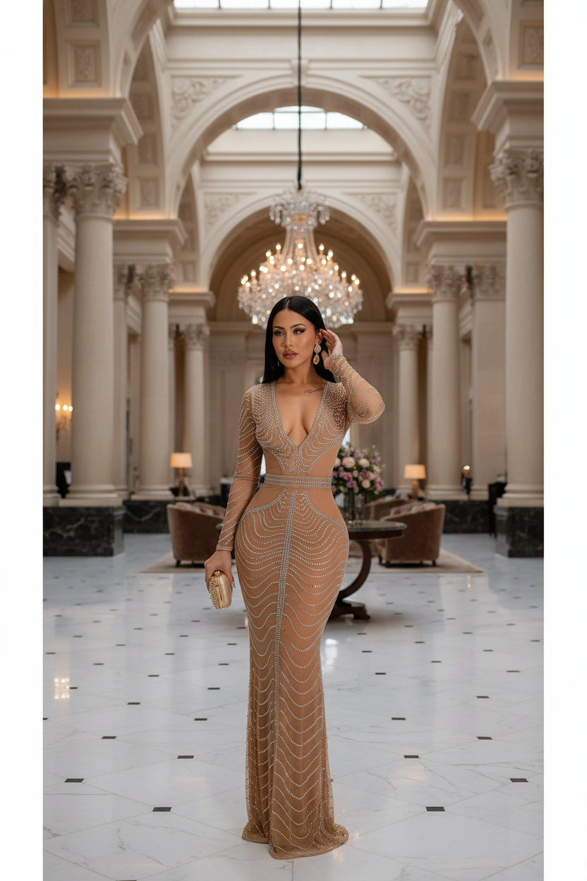 Gold Gown - Hotel Lobby