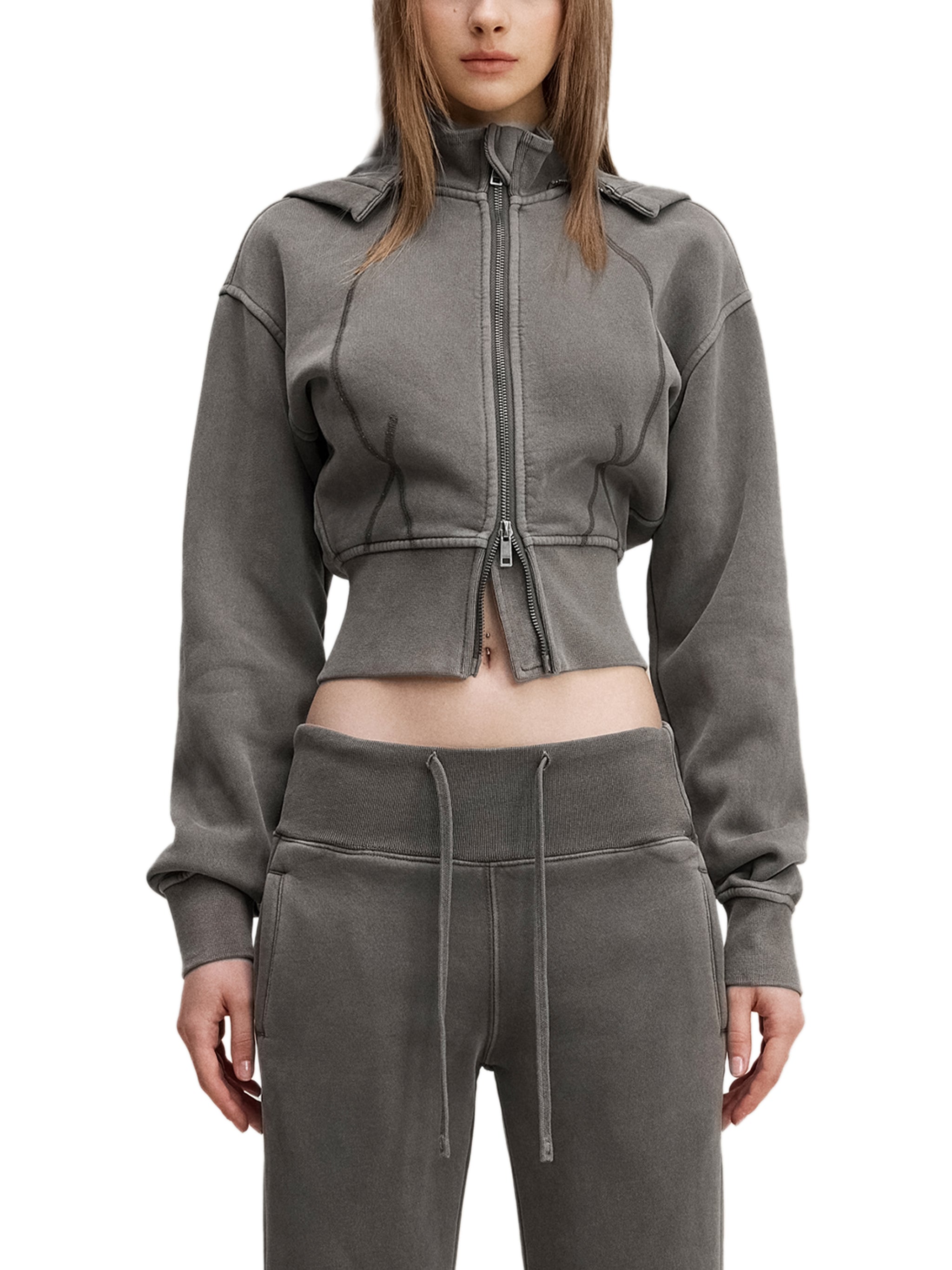 FZ Women's Vintage Washed Cropped Fleece Hoodie