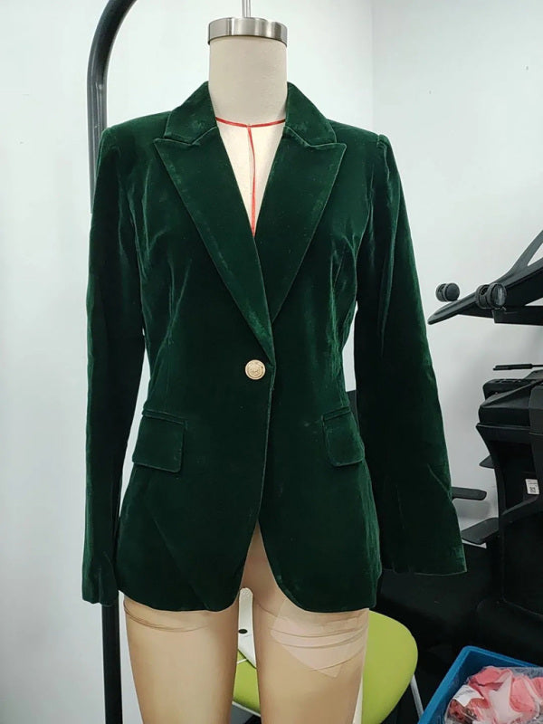 FZ Women's velvet elegant slim fit suit jacket top