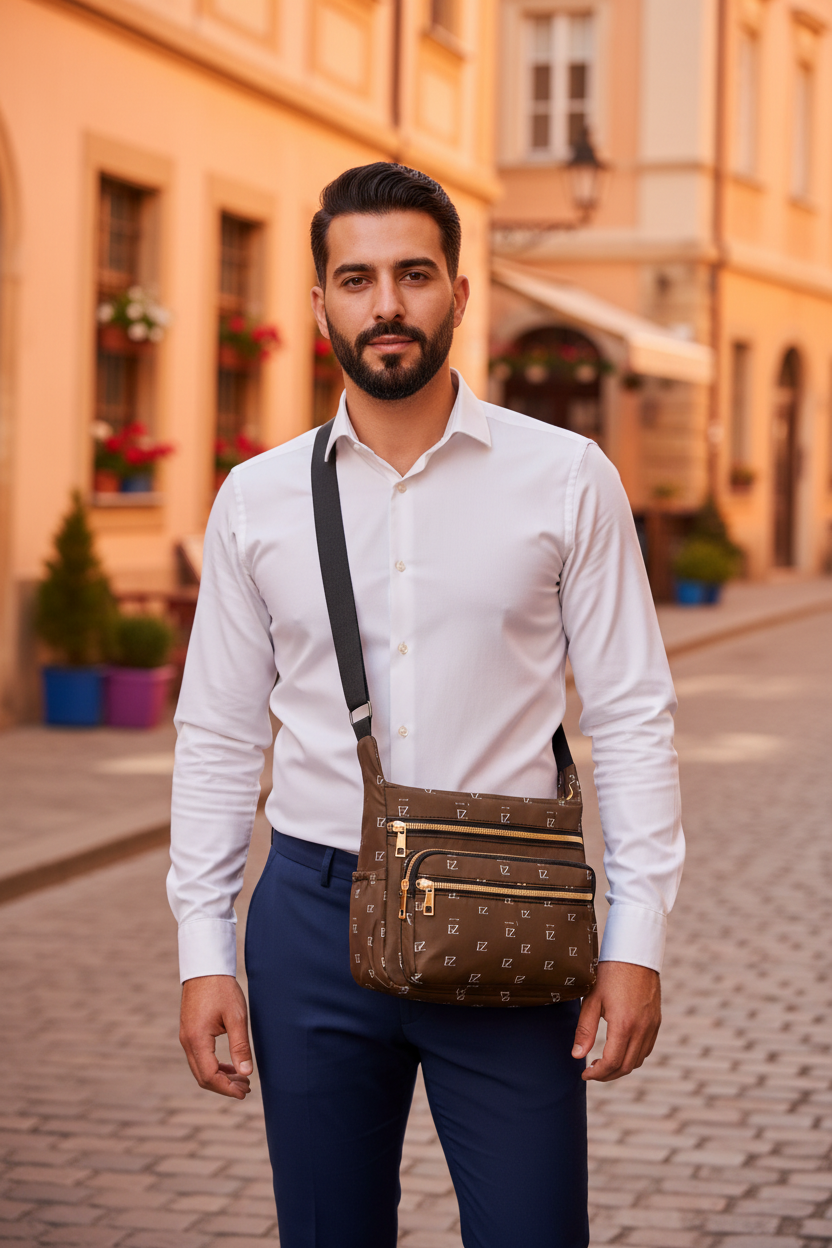 Middle Eastern man cobblestone street