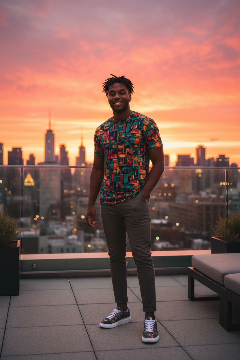 Middle Eastern Model Rooftop Sunset