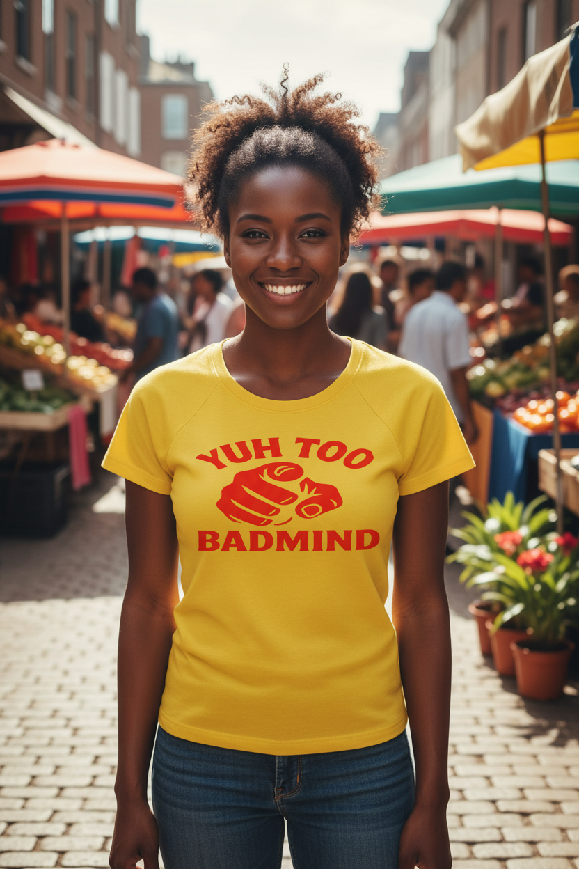 Model at outdoor market