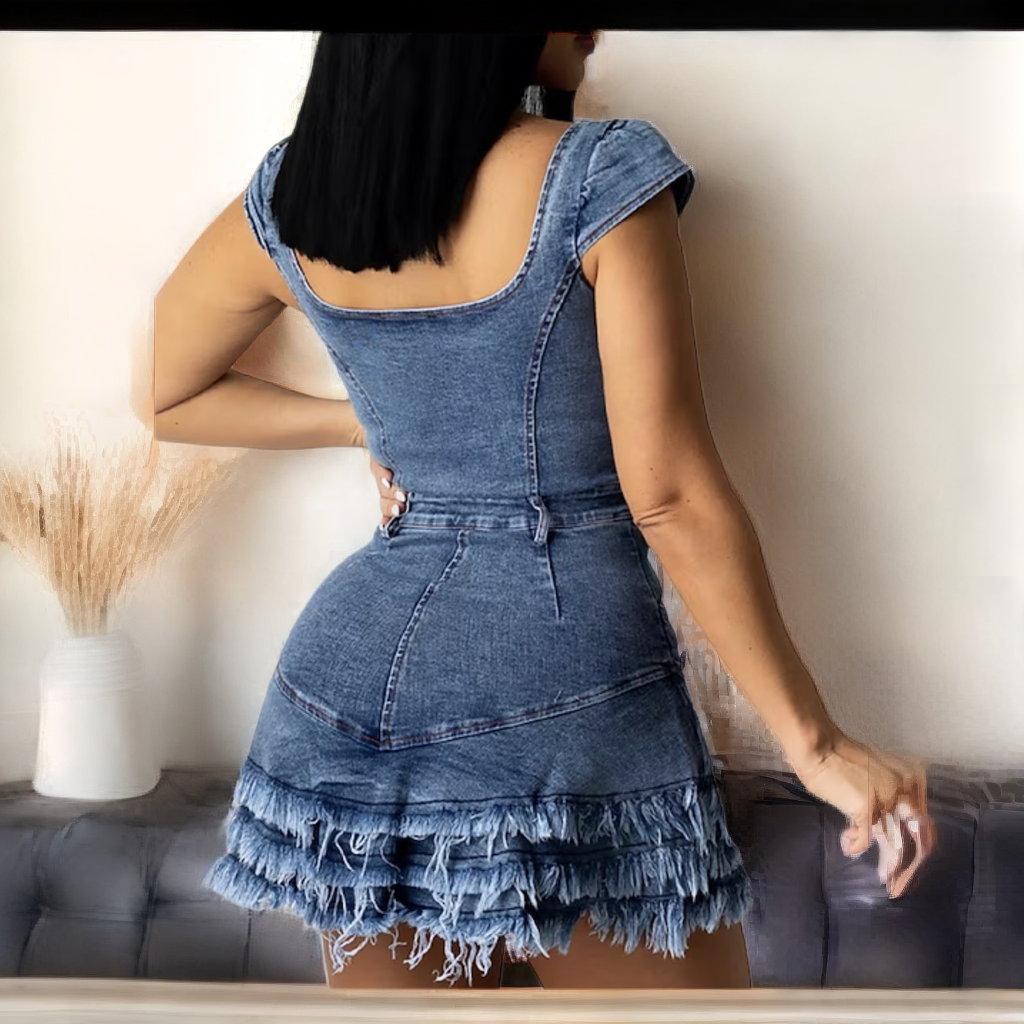 FZ Women's sexy Tassel Sleeveless Denim Mini Dress - FZwear
