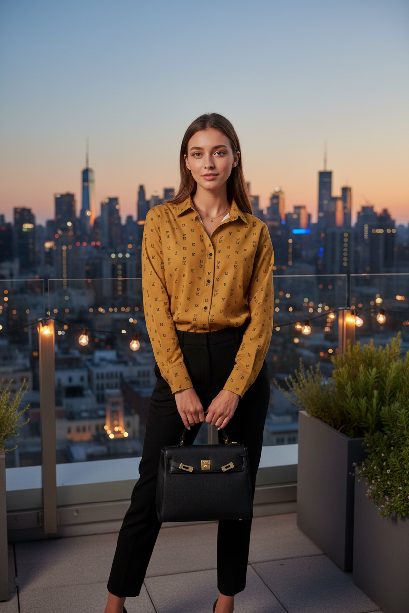 Mustard Shirt - Rooftop Skyline
