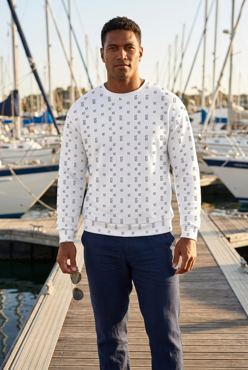 Pacific Islander man holding sunglasses on a marina dock