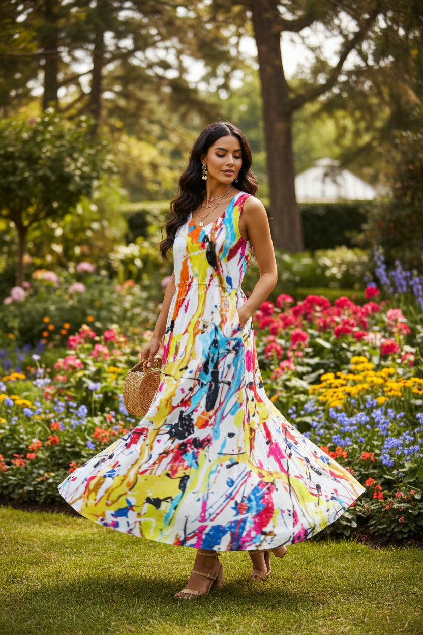 Paint Splatter Dress - Botanical Garden